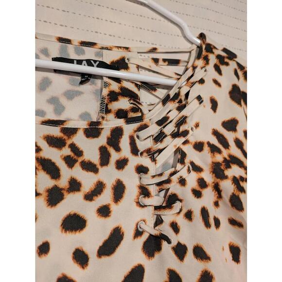 Jay Godfrey Stylish Jay Leopard Print Blouse Bell Sleeves Womens Medium - Picture 5 of 10